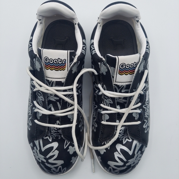 GOATS Leather Upper Sneakers Black Silver Flowers Women's Size 7.5 - Picture 6 of 10